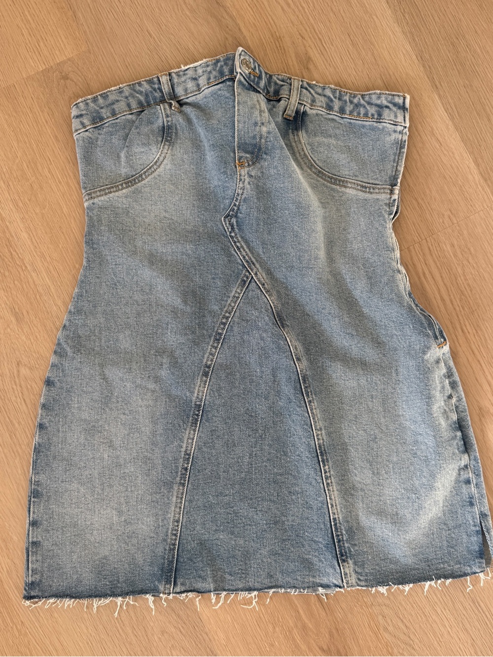 Zara denim strapless dress